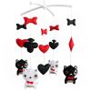 Handmade Baby Crib Mobile Baby Musical Mobile Nursery Room Hanging Animal Toy Decor; Black Cats White Cats