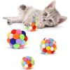 Cat Toy Balls with Bell 3PCS, Colorful Soft Fuzzy Balls Built-in Bell for Cats