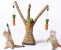 Pet Climbing Tree Frame Chew Toy, Rattan Grass Scratcher Kittens Fun Toy Activity Center Carrot Shaped Handwoven Seagrass Chew Toy