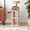 Cat Tree Indoor Climbing Activity Tower with Scratching Posts, multi-level, Large, 17.7" x 45.9", Beige