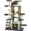 Cat Tree Scratcher 77-Inch 6 Levels for Cats Trees Brown/Black Pet Cats Indoor Toy Cats Supplies