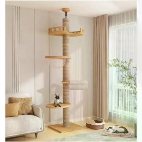 Cat Tower from Floor to Ceiling, Equipped with Scraping Pillars, Comfortable Bed,Observation Deck,Space Capsule 5-Layer cat Tree