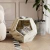 25.98'' Modern Pet Furniture Cat Litter Box, Sofa Side Table, Planter MDF Multifunctional Furniture, Colored Flower Oak