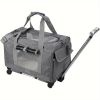 Cat Dog Carrier with Wheels Airline Approved Rolling Pet Carrier with Telescopic Handle Shoulder Strap