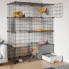 Cat Cage with Litter Box,4-Tier DIY Cat Enclosures,Metal Wire Kennel Indoor Crate, Ideal for 1-2 Cat,41.3" L x 17.8" W x 55.1" H