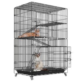 4 Tiers Cat Cage Rolling Metal Cat Playpen Enclosures Cat Kennel House Ferret Crate