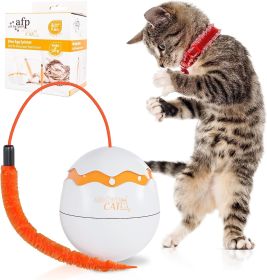 Dino Egg Spinner Cat Toy 4" x 3.3" x 3.5"; White Robotic Cat Toy; ABS Automated Cat Toys; 360 Degrees Rotation Spinning Cat Toy; Poly Robot Cat Toy; P