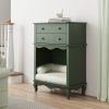 Pet Storage Cabinet , 2 Drawers and Semi-Open Space, Hidden Cat Litter Box, Multi-Functional End Table-Green