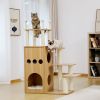 (Do Not Sell on Amazon) Modern Wooden Cat Tree Multi-Level Cat Tower With Fully Sisal Covering Scratching Posts