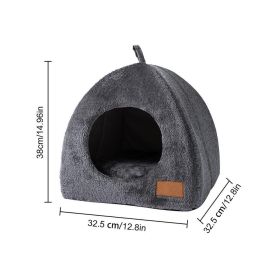 Semi-enclosed Cat Bed Non-slip Pet Kennel Gray Kitten House Indoor Sleeping Cats Cave Bed Plush Foldable Small Dogs Tent Stuff