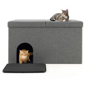 Cat Litter Box Enclosure Hidden Furniture with Urine Proof Litter Mat