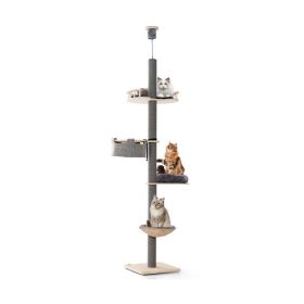 Floor to Ceiling Cat Tree with 93"-107" Adjustable Height