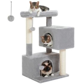 31.5" Cat Tree Cat Tower with Dual Large Condos for Kittens and Medium Size Cats