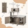 2-in-1 Modern Cat Tower with Litter Box Enclosure for Indoor Cars