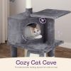 47 inch Cat Tree Cat Tower for Indoor Cats, Cat House with Padded Platform Bed, Toy Ball, Large Cozy Condo, Scratch Board and Sisal Scratching Posts