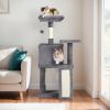 47 inch Cat Tree Cat Tower for Indoor Cats, Cat House with Padded Platform Bed, Toy Ball, Large Cozy Condo, Scratch Board and Sisal Scratching Posts