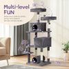 65 inch Cat Tree Cat Tower for Indoor Cats, Large Multi-Level Cat Play House Condo Furniture with Padded Platform Beds, Large Cozy Condos