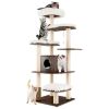 7-Layer Wooden Cat Tree Tall Cat Tower with Sisal Posts and Condo