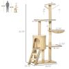 PawHut 53" Plush Sturdy Interactive Cat Condo Tower Scratching Post Activity Tree House - Beige