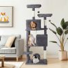 65 inch Cat Tree Cat Tower for Indoor Cats, Large Multi-Level Cat Play House Condo Furniture with Padded Platform Beds, Large Cozy Condos