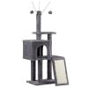 49 inch Cat Tree Cat Tower for Indoor Cats, Cat House with Padded Platform Bed, Toy Balls, Large Cozy Condo and Scratch Board, Dark Grey