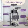 65 inch Cat Tree Cat Tower for Indoor Cats, Large Multi-Level Cat Play House Condo Furniture with Padded Platform Beds, Large Cozy Condos