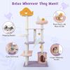 66" Cute Cat Tree Cats Multi-level Tall Cat Tower w/ Sisal Covered Scratching Posts