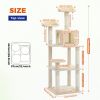 63'' Multi-Level Cat Tree Cat Tower for Indoor Cats with Sisal-Covered Scratching Post, Cozy Cat Condo, Cat Hammock and Wide Top Perch, Beige