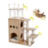 (Do Not Sell on Amazon) Modern Wooden Cat Tree Multi-Level Cat Tower With Fully Sisal Covering Scratching Posts