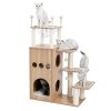 (Do Not Sell on Amazon) Modern Wooden Cat Tree Multi-Level Cat Tower With Fully Sisal Covering Scratching Posts