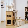 (Do Not Sell on Amazon) Modern Wooden Cat Tree Multi-Level Cat Tower With Fully Sisal Covering Scratching Posts