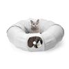 Indoor Cat Tunnel Bed with Interactive Hanging Ball Circle Cat Tunnel Cooling Fabric Central Soft Mat Flexible Design Foldable Tunnel for Cats Puppy