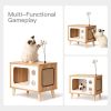 Mewoofun Cat House Wooden Condo Cat Bed Indoor TV-Shaped Sturdy Large Luxury