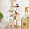 Modern Tall Cat Tree Tower with Scratch Posts and Washable Mats