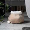 Beige Cat Bed for Indoor Cats Large Kitten House Box Cat Cave with Removable Washable Cushioned Pillow with Fluffy Balls Hanging