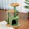 Festive Cat Scratching Post Cactus Tree Tower with Sisal Rope Cat Climbing Frame with Christmas Decoration