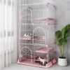 4-Tier Wire Cat Cage Playpen Kennel, Cat Catios Large Space 30 x 20 x 52.5 Inches for 1-3 Cats, Pink Cat Crate with 3 Platforms