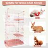 4-Tier Wire Cat Cage Playpen Kennel, Cat Catios Large Space 30 x 20 x 52.5 Inches for 1-3 Cats, Pink Cat Crate with 3 Platforms