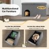 Cat Litter Box Enclosure Hidden Furniture with Urine Proof Litter Mat