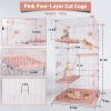 4-Tier Wire Cat Cage Playpen Kennel, Cat Catios Large Space 30 x 20 x 52.5 Inches for 1-3 Cats, Pink Cat Crate with 3 Platforms