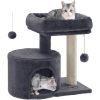 Cat Tree, Cat Tower with Sisal-Covered Scratching Post, Cat Condo with Padded Perch, for Small Spaces, Kittens, Smoky Gray