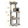 56.3-inch High Indoor Cat Tree, Multi-level Cat Tower With Oversized Hammock, Scratch Column Covered With Sisal