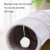 Cat Tunnel for Indoor Cats Collapsible Cat Toys Play Tube 3 Ways S Shape Cat Tunnel Grey Suede Pet Crinkle Tunnels with Ball