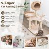 Multi-Level Cat Tree with Condo Hammock and Rotatable Hanging Balls