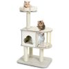 46 Inch Wooden Cat Activity Tree with Platform and Cushions