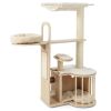 55 Inch Tall Multi-Level Cat Tree with Washable Removable Cushions