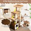 Tangkula Modern Cat Tree for Indoor Cats, 53 Inch Tall Cat Tree Tower with Hammock, Sisal Scratching Posts, Top Perch, Tunnel &