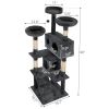 Cat Tree Cat Tower with Scratching Ball, Plush Cushion, Ladder and Condos for Indoor Cats, Gray