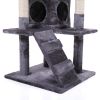 Cat Tree Cat Tower with Scratching Ball, Plush Cushion, Ladder and Condos for Indoor Cats, Gray