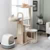 55 Inch Tall Multi-Level Cat Tree with Washable Removable Cushions